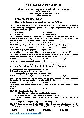 Đề thi chọn học sinh năng khiếu môn Hóa học Lớp 8 - Năm học 2015-2016 - Phòng GD & ĐT Phù Ninh (Có đáp án)